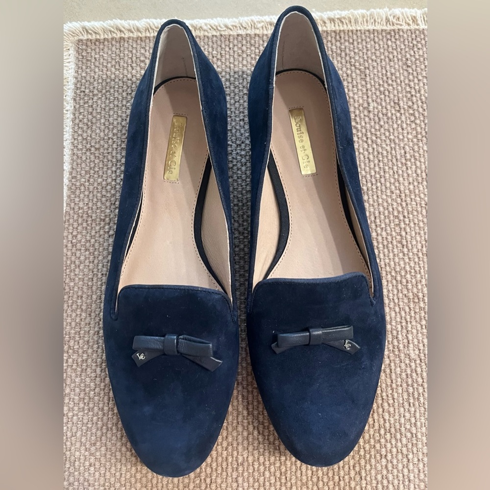Louise et Cie Navy Suede Bow Loafers for Women